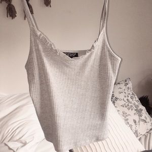 grey ruffle tank